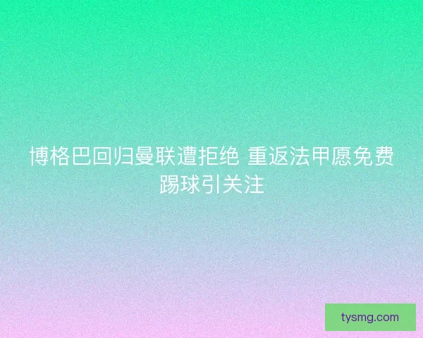 博格巴回归曼联遭拒绝 重返法甲愿免费踢球引关注