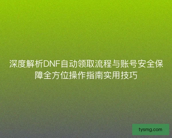 深度解析DNF自动领取流程与账号安全保障全方位操作指南实用技巧