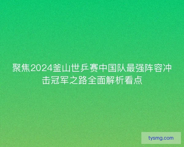 聚焦2024釜山世乒赛中国队最强阵容冲击冠军之路全面解析看点